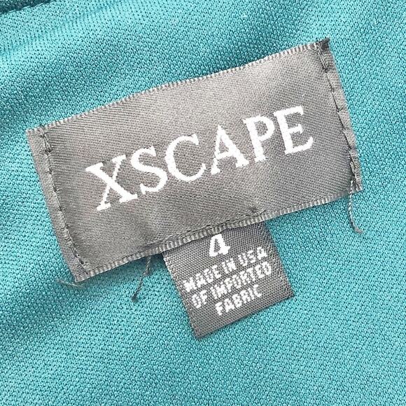 XSCAPE Women's Darla One Shoulder Scuba Crepe Dress 4 Green Long Sleeve NWOT - Picture 11 of 13